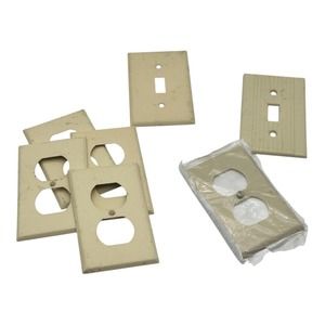 Lot of 7 Switch and Outlet Plates Metal Mulberry‎ and Plastic